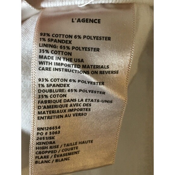 Lagence Jeans Women's Size 28 White Blanc Kendra Cropped Flare Raw Hem - Picture 9 of 9